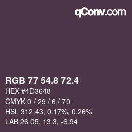 カラーコード: RGB 77 54.8 72.4 | qconv.com