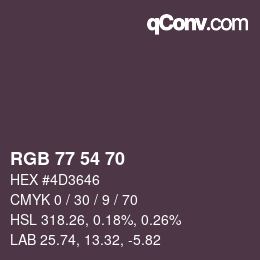 カラーコード: RGB 77 54 70 | qconv.com