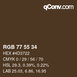 Farbcode: RGB 77 55 34 | qconv.com