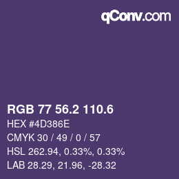 カラーコード: RGB 77 56.2 110.6 | qconv.com
