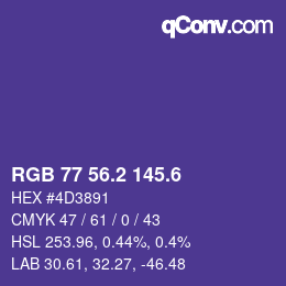 カラーコード: RGB 77 56.2 145.6 | qconv.com