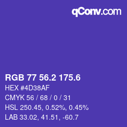 カラーコード: RGB 77 56.2 175.6 | qconv.com