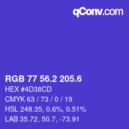 カラーコード: RGB 77 56.2 205.6 | qconv.com