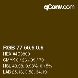 カラーコード: RGB 77 56.6 0.6 | qconv.com