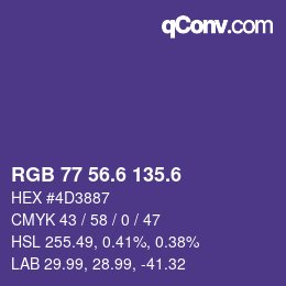 カラーコード: RGB 77 56.6 135.6 | qconv.com
