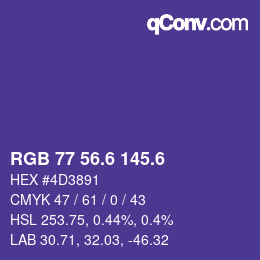 カラーコード: RGB 77 56.6 145.6 | qconv.com