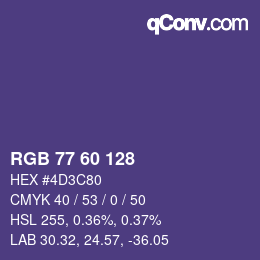 颜色代码: RGB 77 60 128 | qconv.com