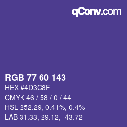 カラーコード: RGB 77 60 143 | qconv.com