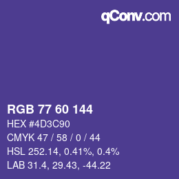 颜色代码: RGB 77 60 144 | qconv.com