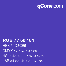 カラーコード: RGB 77 60 181 | qconv.com