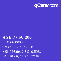 颜色代码: RGB 77 60 206 | qconv.com