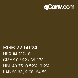 Color code: RGB 77 60 24 | qconv.com