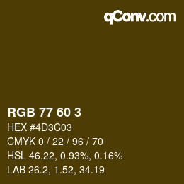 Color code: RGB 77 60 3 | qconv.com