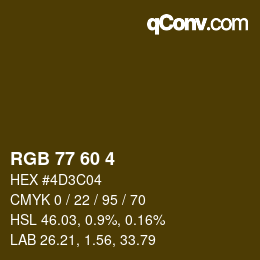 颜色代码: RGB 77 60 4 | qconv.com