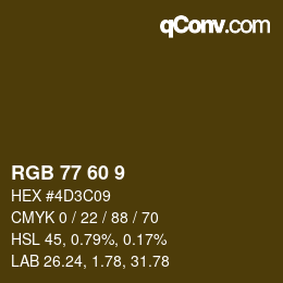 颜色代码: RGB 77 60 9 | qconv.com