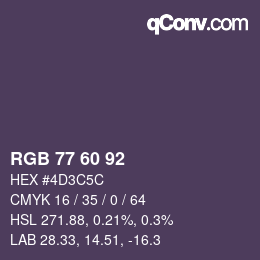 カラーコード: RGB 77 60 92 | qconv.com