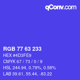 Color code: RGB 77 63 233 | qconv.com