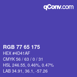 Color code: RGB 77 65 175 | qconv.com