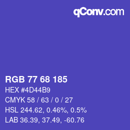 Color code: RGB 77 68 185 | qconv.com