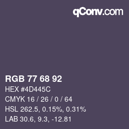 カラーコード: RGB 77 68 92 | qconv.com