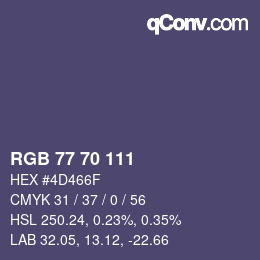 Farbcode: RGB 77 70 111 | qconv.com