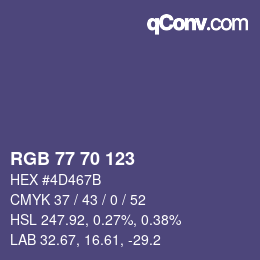 Color code: RGB 77 70 123 | qconv.com