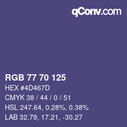 カラーコード: RGB 77 70 125 | qconv.com