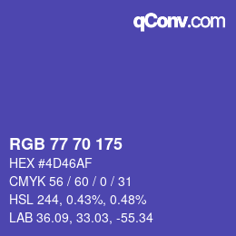 Farbcode: RGB 77 70 175 | qconv.com