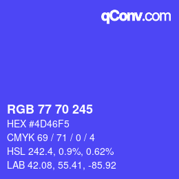 Color code: RGB 77 70 245 | qconv.com