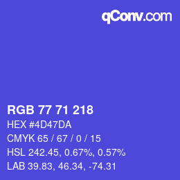 カラーコード: RGB 77 71 218 | qconv.com