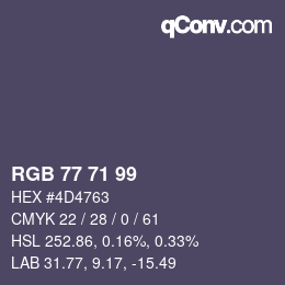 颜色代码: RGB 77 71 99 | qconv.com