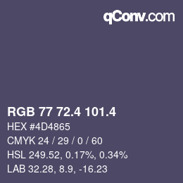 カラーコード: RGB 77 72.4 101.4 | qconv.com