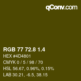 カラーコード: RGB 77 72.8 1.4 | qconv.com