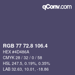 カラーコード: RGB 77 72.8 106.4 | qconv.com