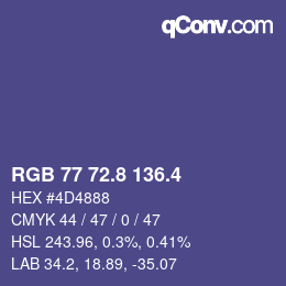 カラーコード: RGB 77 72.8 136.4 | qconv.com