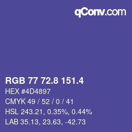 カラーコード: RGB 77 72.8 151.4 | qconv.com