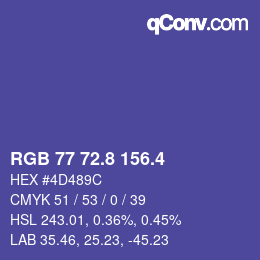 カラーコード: RGB 77 72.8 156.4 | qconv.com