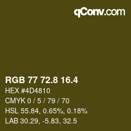 カラーコード: RGB 77 72.8 16.4 | qconv.com