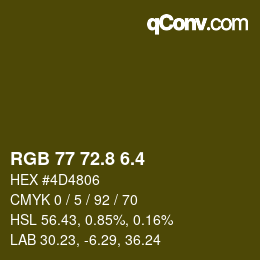カラーコード: RGB 77 72.8 6.4 | qconv.com