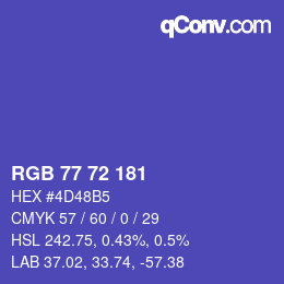 Farbcode: RGB 77 72 181 | qconv.com