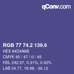 カラーコード: RGB 77 74.2 139.6 | qconv.com