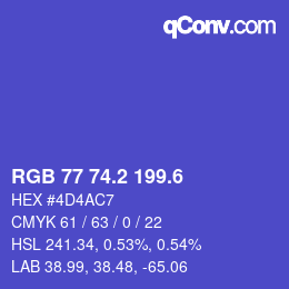 カラーコード: RGB 77 74.2 199.6 | qconv.com