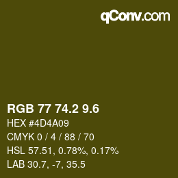 カラーコード: RGB 77 74.2 9.6 | qconv.com