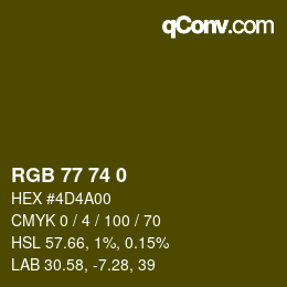 Color code: RGB 77 74 0 | qconv.com