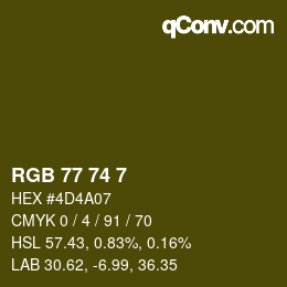 Color code: RGB 77 74 7 | qconv.com