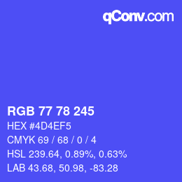 颜色代码: RGB 77 78 245 | qconv.com
