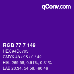 カラーコード: RGB 77 7 149 | qconv.com