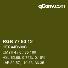 Color code: RGB 77 80 12 | qconv.com