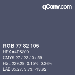 Code couleur: RGB 77 82 105 | qconv.com