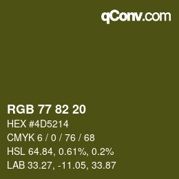 Color code: RGB 77 82 20 | qconv.com